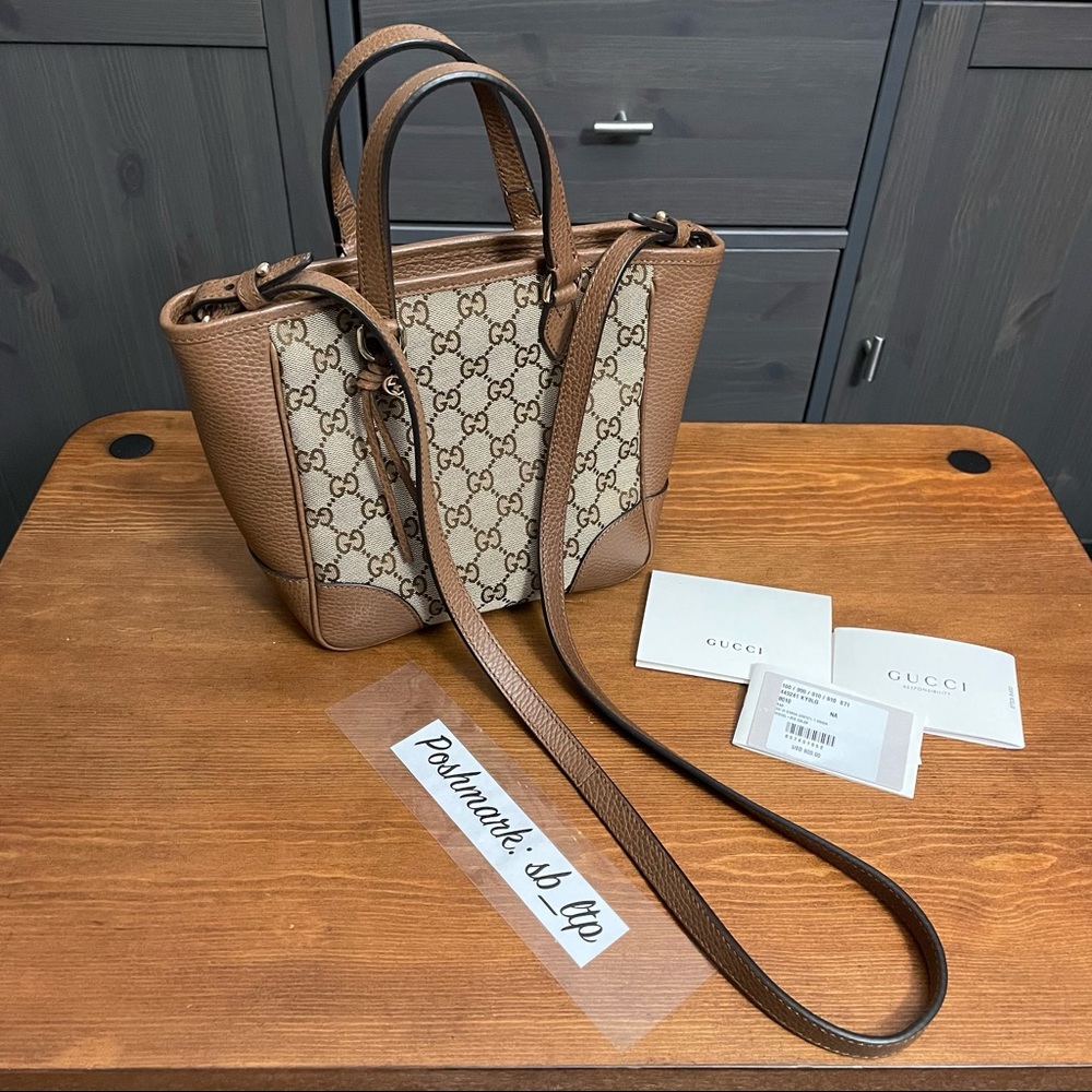 Authentic Gucci GG Small Bree Tote Crossbody Bag